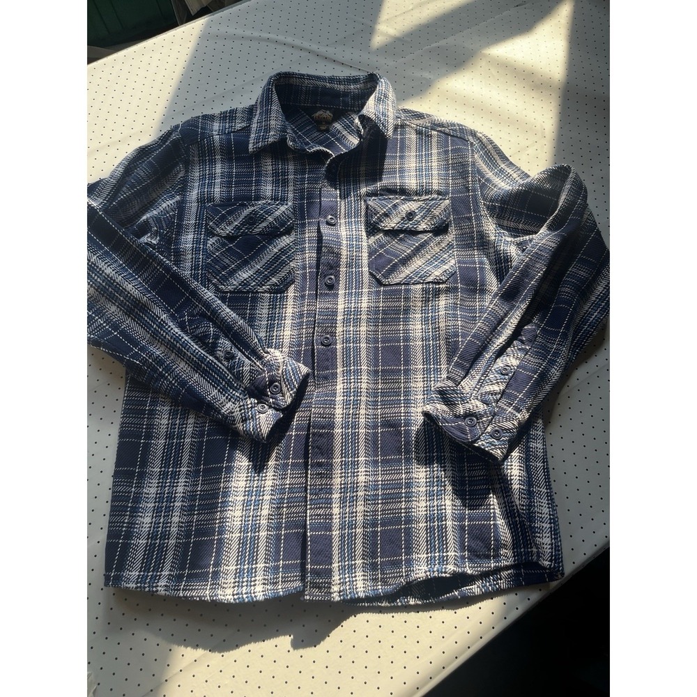 Pacific Trail Flannel Shacket Shirt Jacket Men's Medium Blue Plaid Heavy Cotton